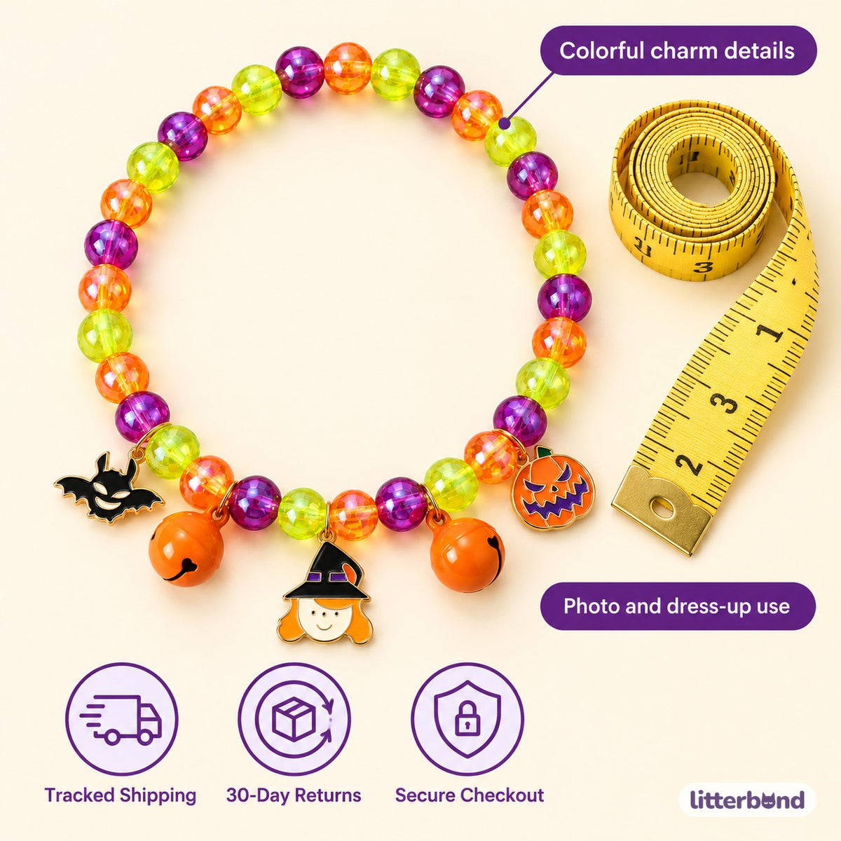 Spooky Rainbow Necklace for Photos - size and details