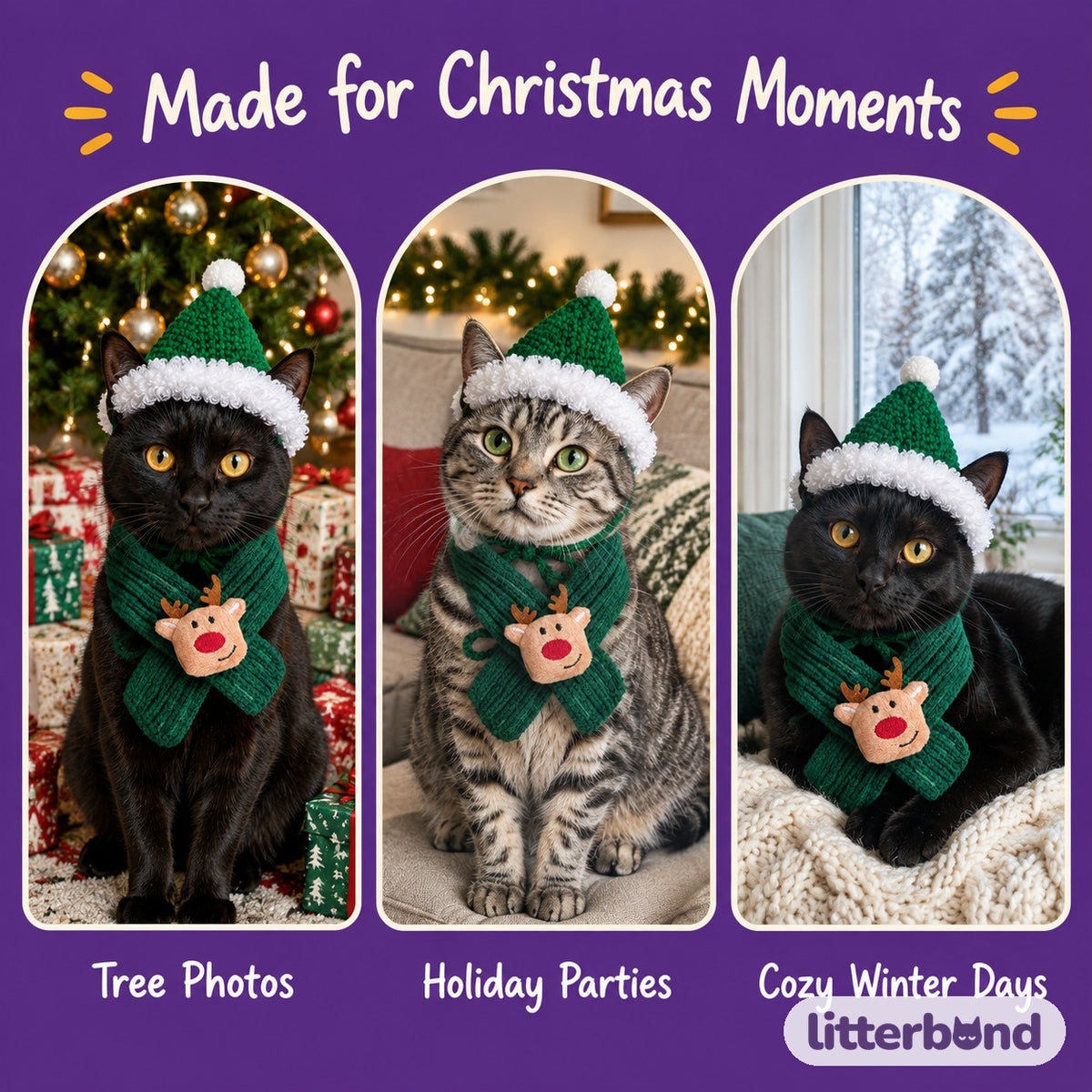 Crochet Christmas Hat & Knit Scarf Set Christmas moments