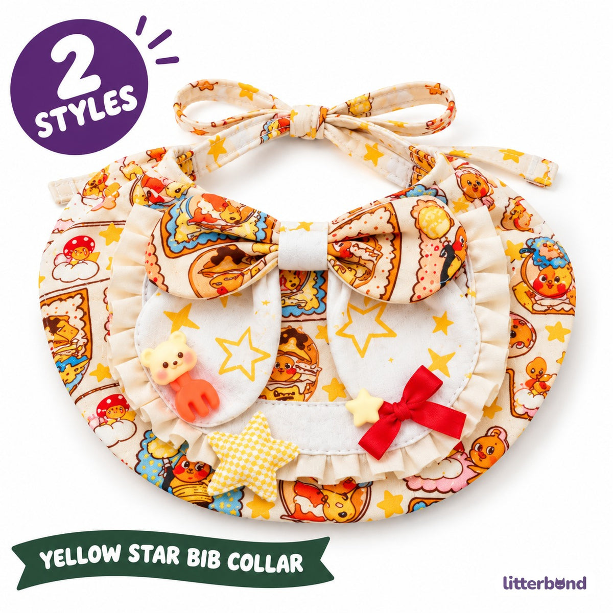 Yellow Star Bib Collar for Cat Photos