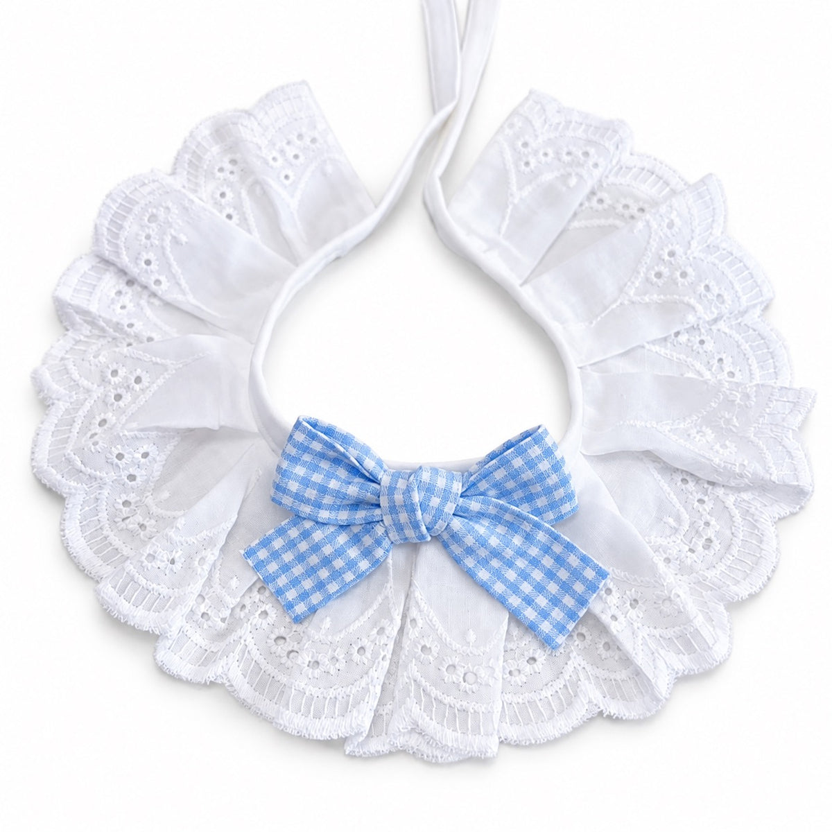 Lace Ruffle Bow Collar Bib for Photos - Blue Lolita Lace