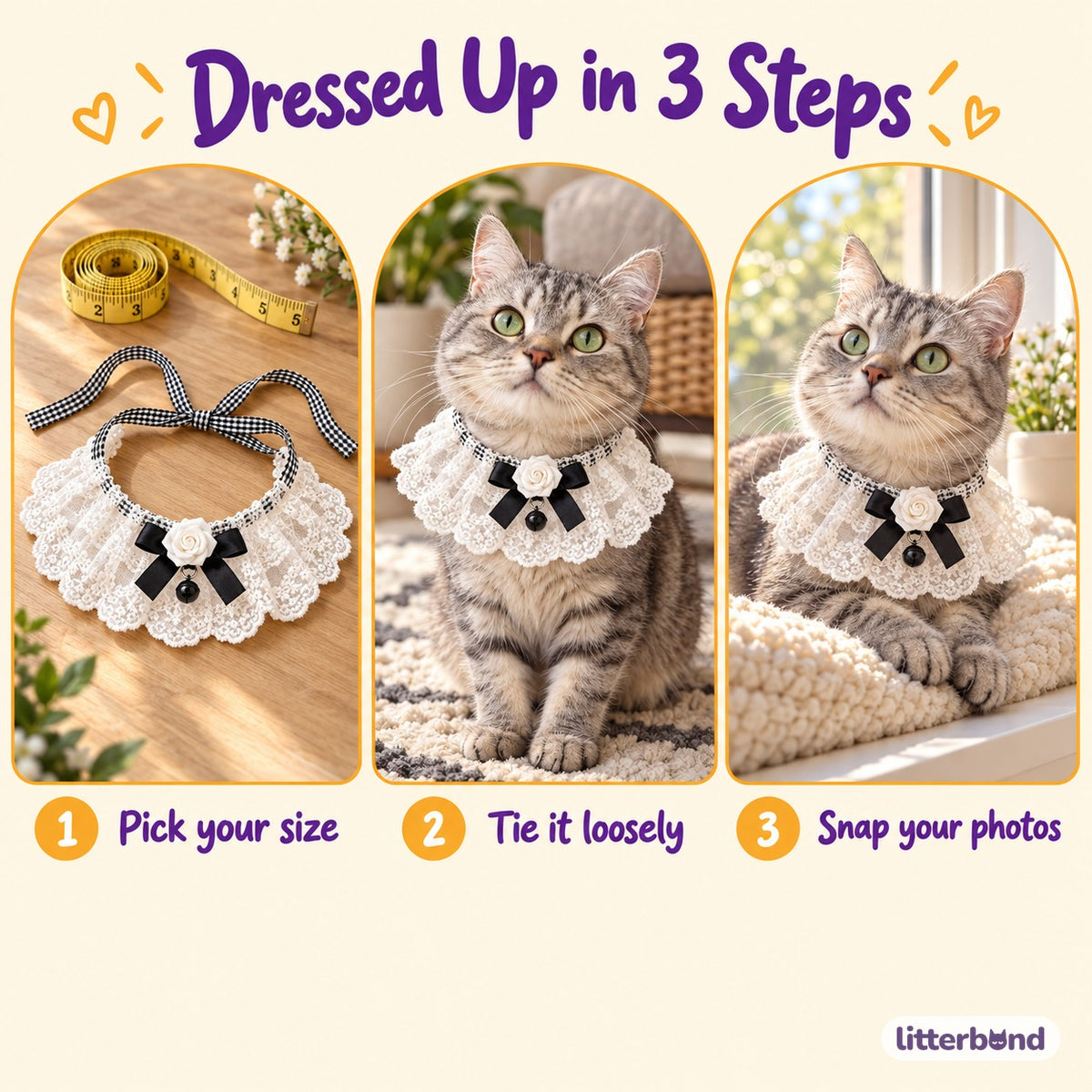 Lace Bow Bib Collar - how to put it on