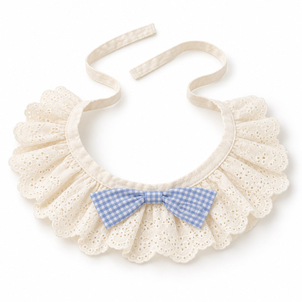 Lace Bow Bib Collar - Soft Blue