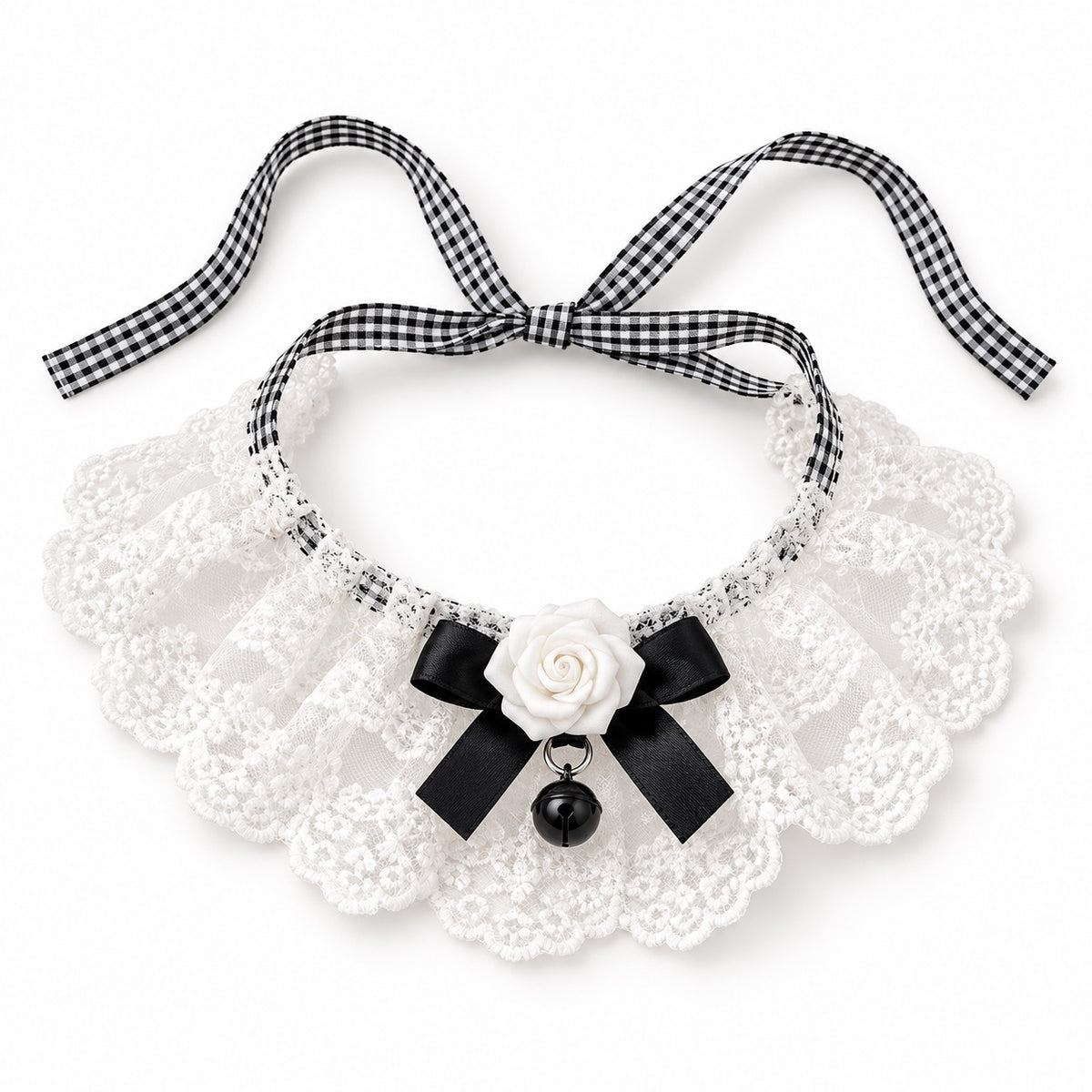 Lace Bow Bib Collar - Princess White