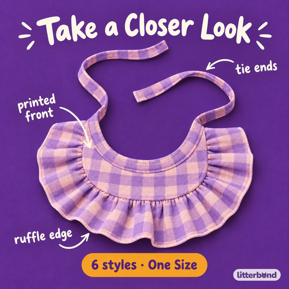 Printed Ruffle Bib Collar - close-up details