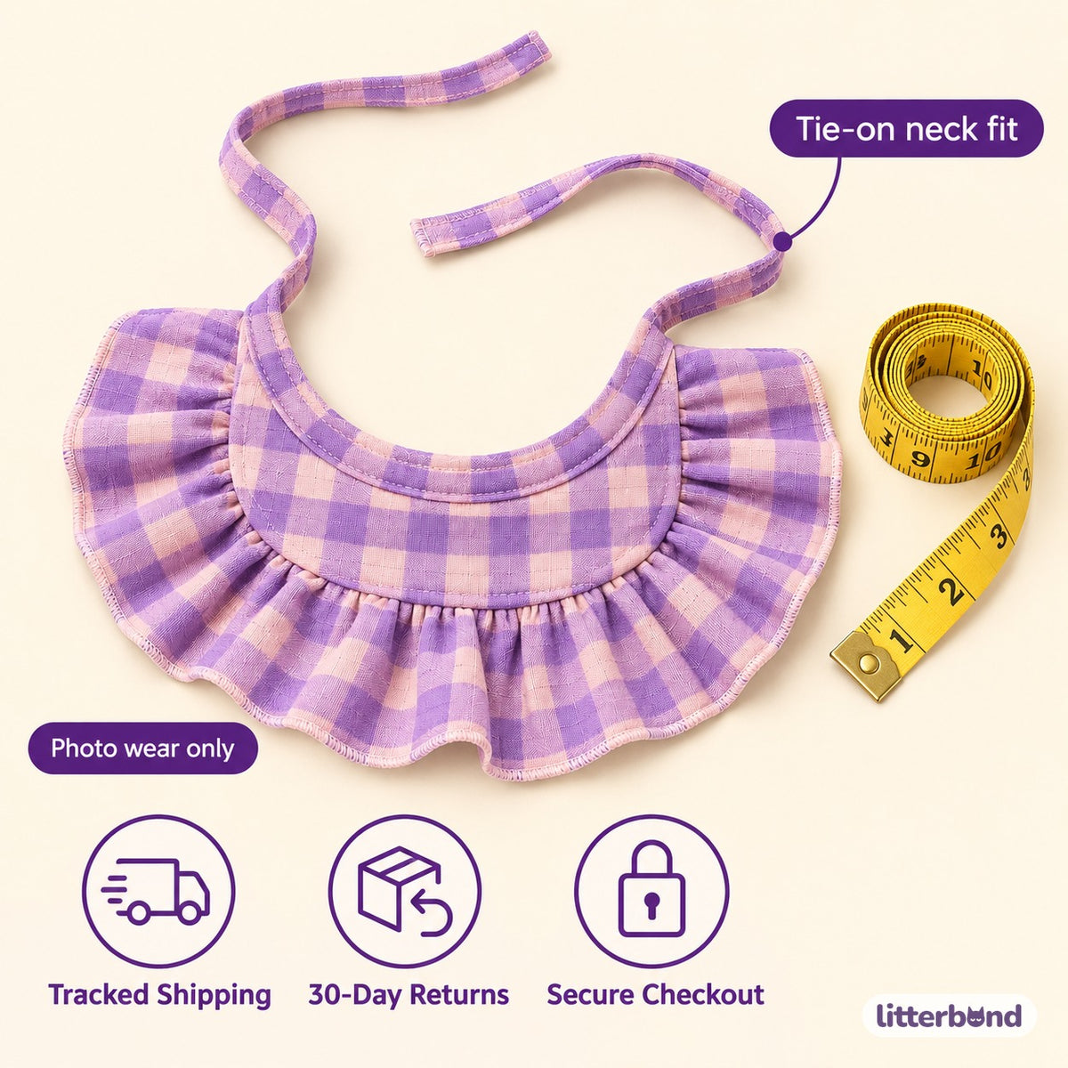 Printed Ruffle Bib Collar - size and details
