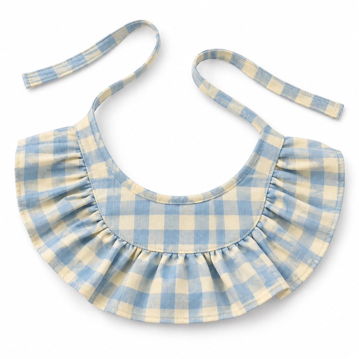 Printed Ruffle Bib Collar - Blue Plaid
