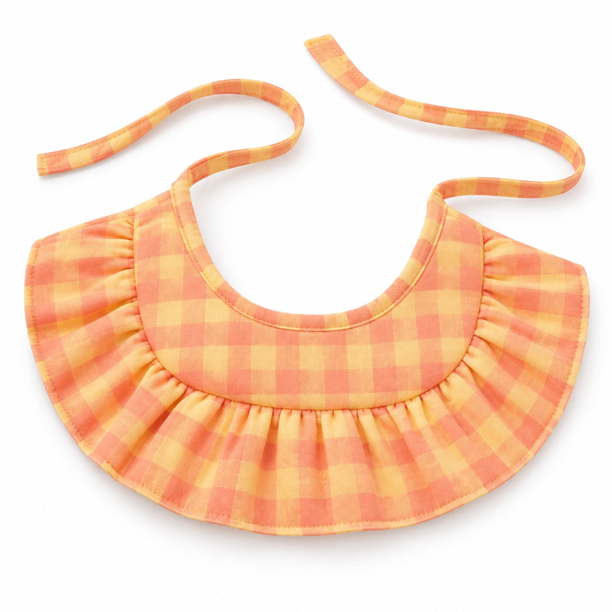 Printed Ruffle Bib Collar - Orange Plaid