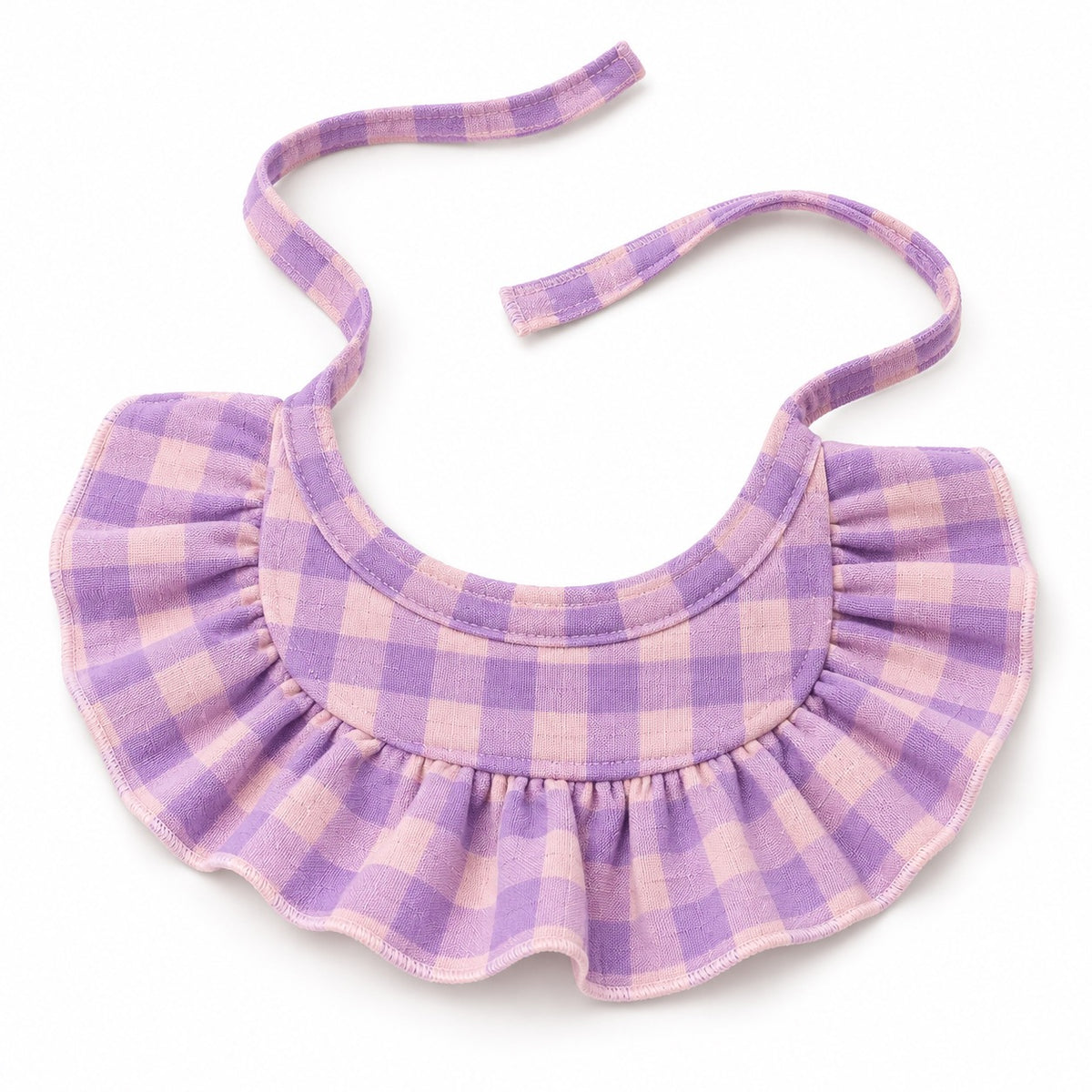 Printed Ruffle Bib Collar - Purple Plaid