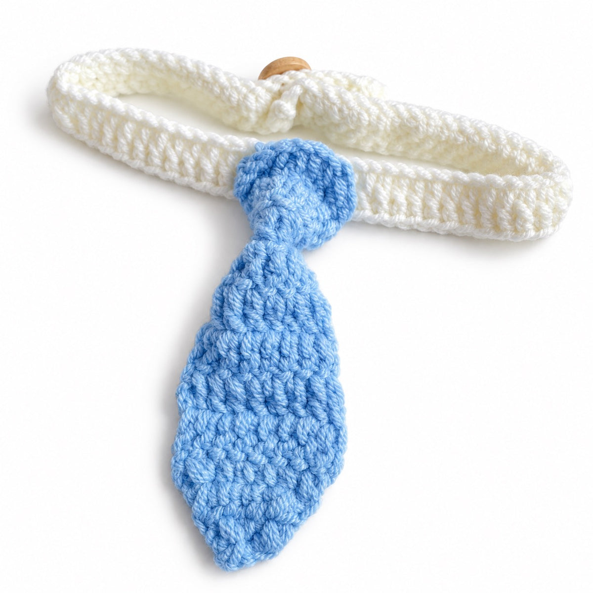 Colorful Crochet Necktie Collar - Sky Blue