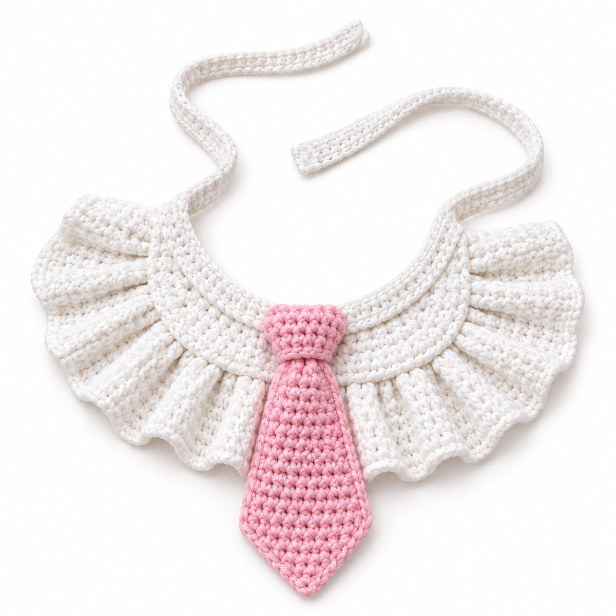 Colorful Crochet Necktie Collar - Soft Pink