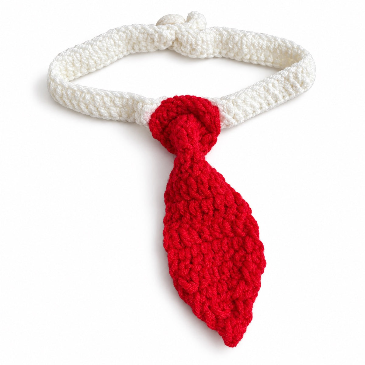 Colorful Crochet Necktie Collar - Bright Red
