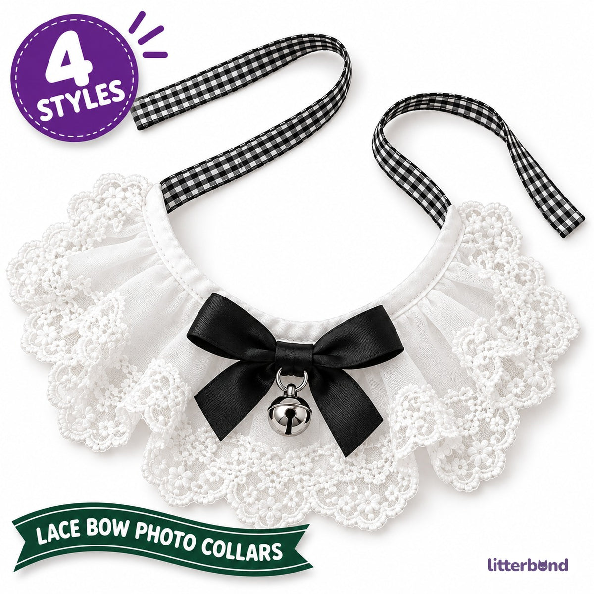 Bow and Strawberry Tie-On Photo Collars