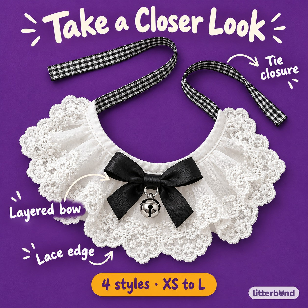 Bow and Strawberry Tie-On Photo Collars - close-up details