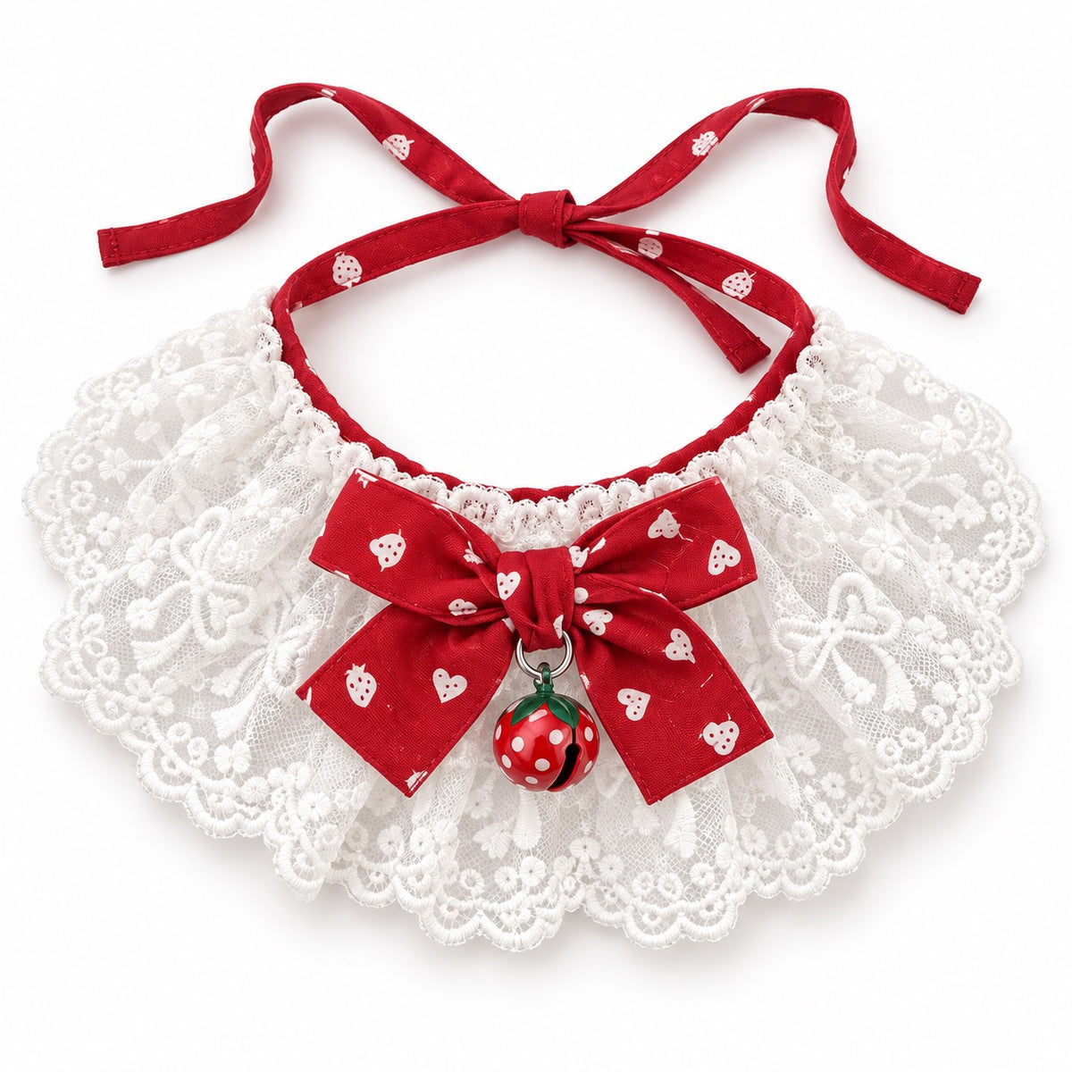 Bow and Strawberry Tie-On Photo Collars - Red Strawberry Bell