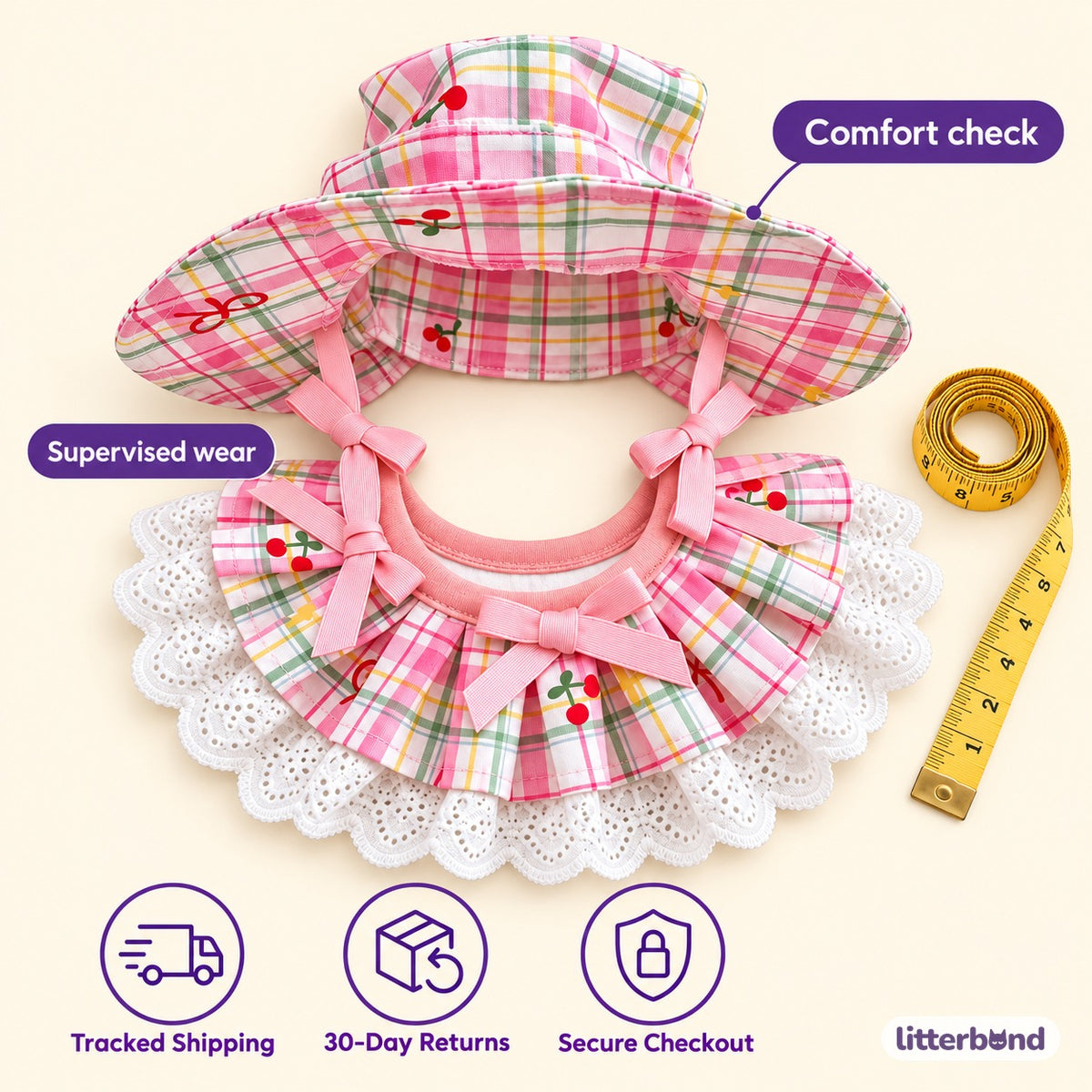 Cherry Plaid Hat Sets for Photos - size and details
