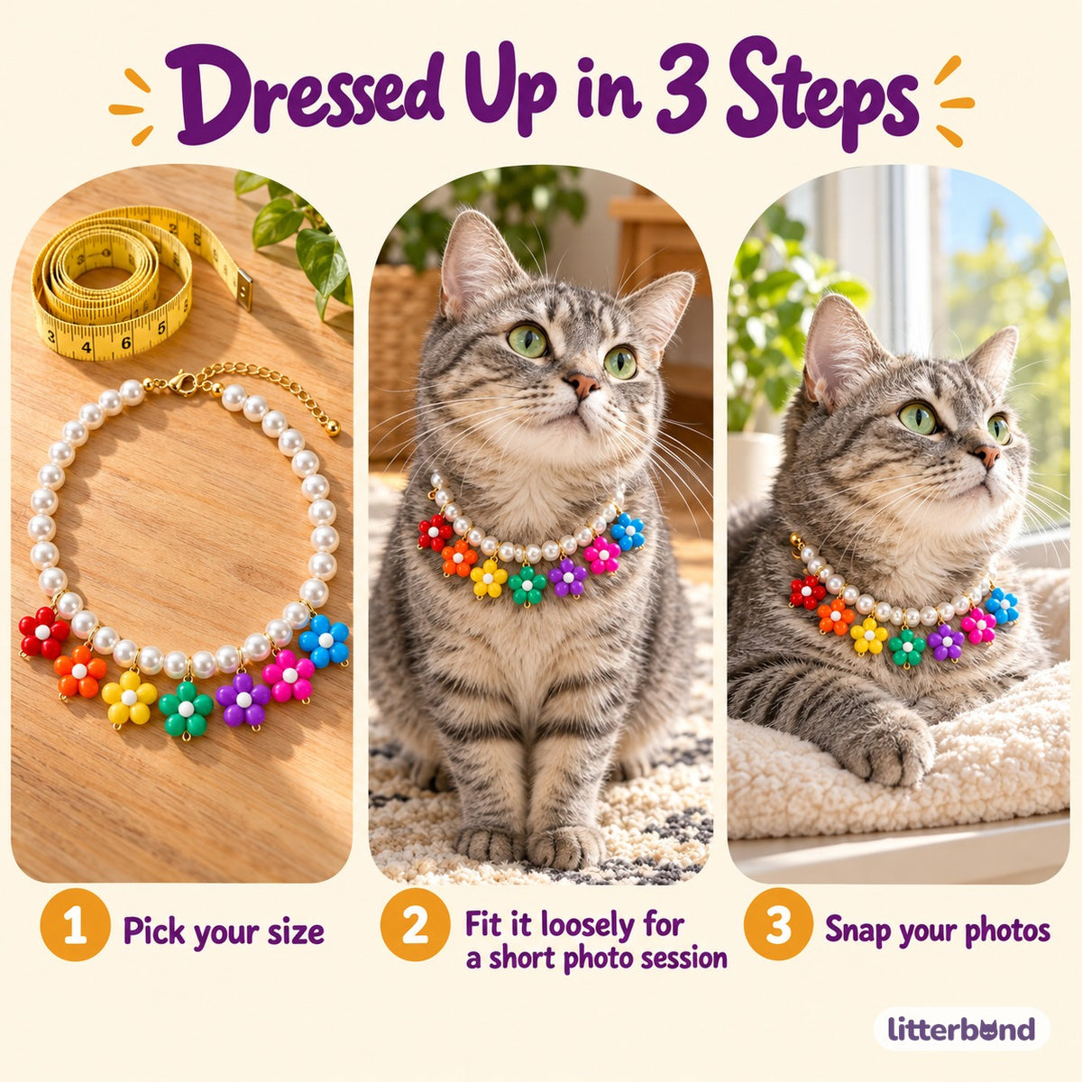 Rainbow Flower Pearl Necklace - how to put it on