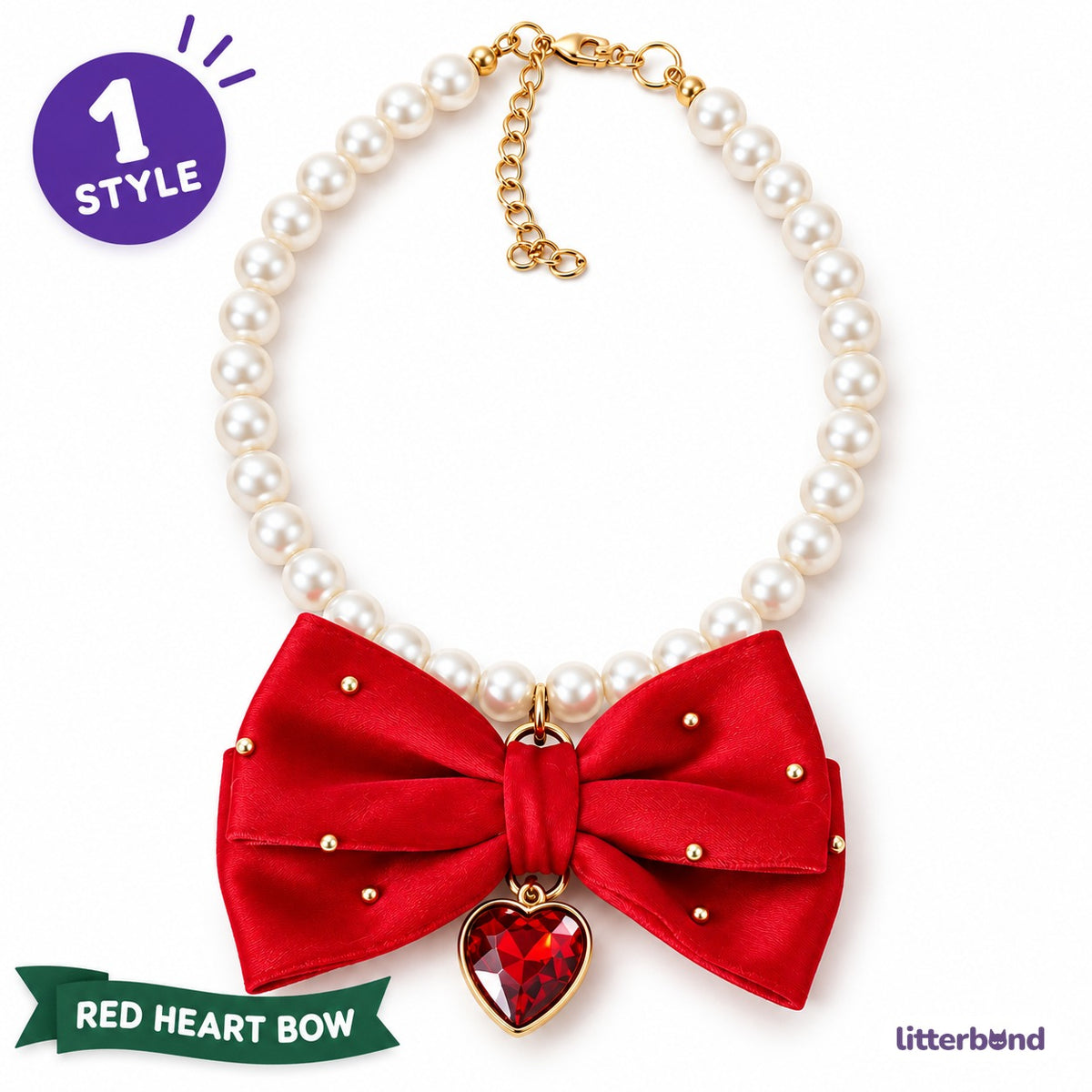 Satin Heart Pearl Necklace