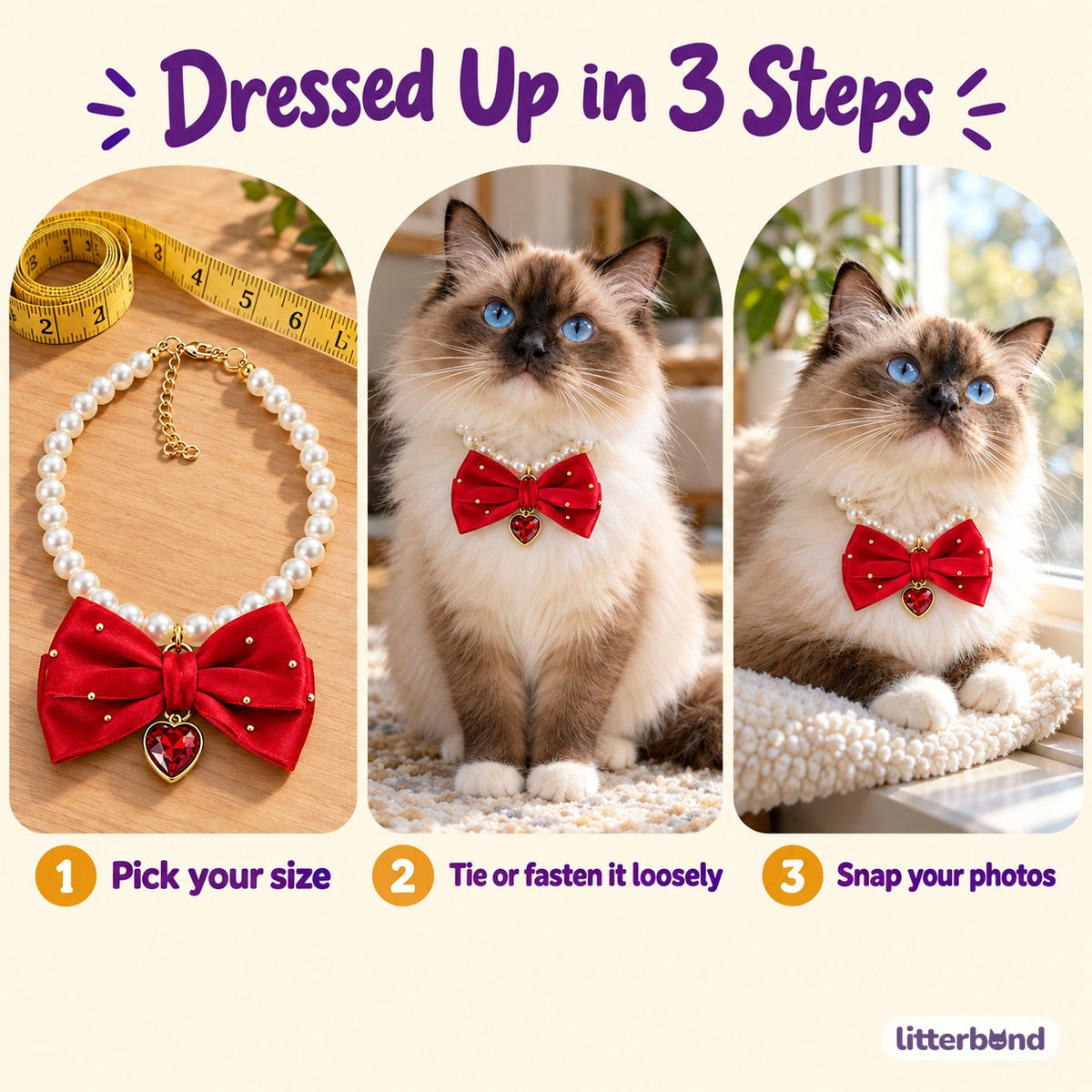Satin Heart Pearl Necklace - how to put it on