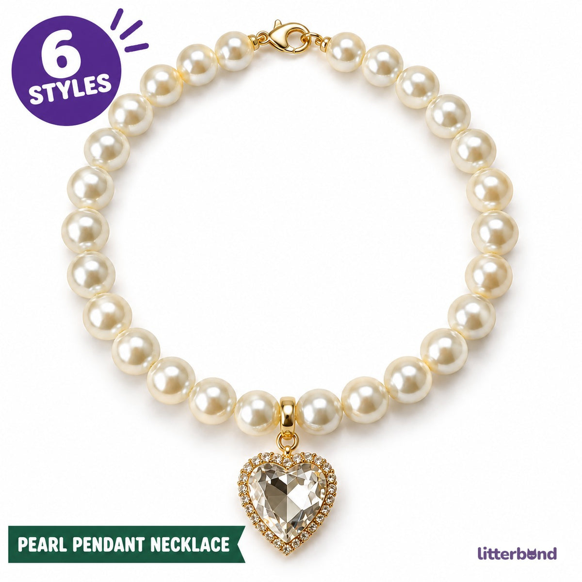 Crystal Pendant Pearl Necklace