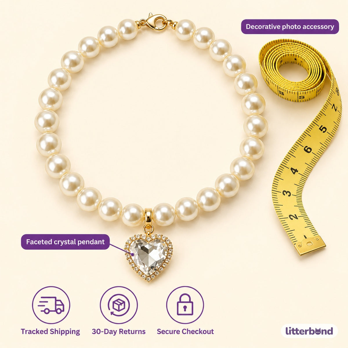 Crystal Pendant Pearl Necklace - size and details