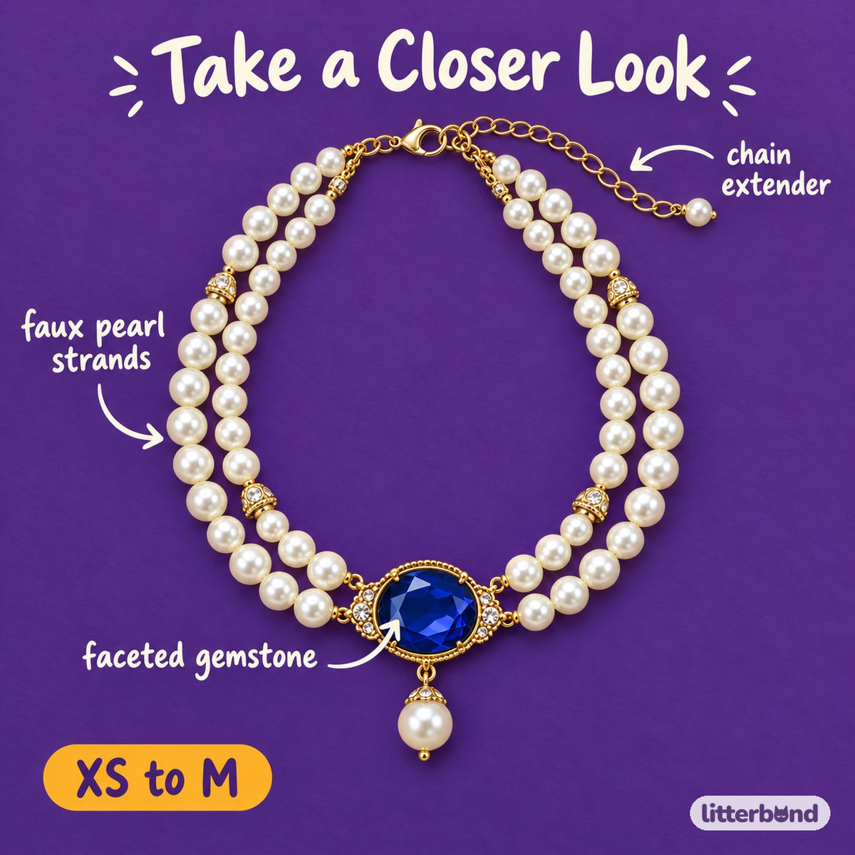 Gemstone Double-Pearl Photo Necklace - close-up details