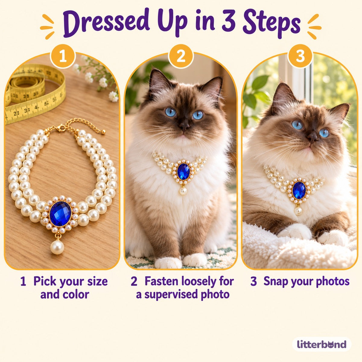 Gemstone Double-Pearl Photo Necklace - how to put it on