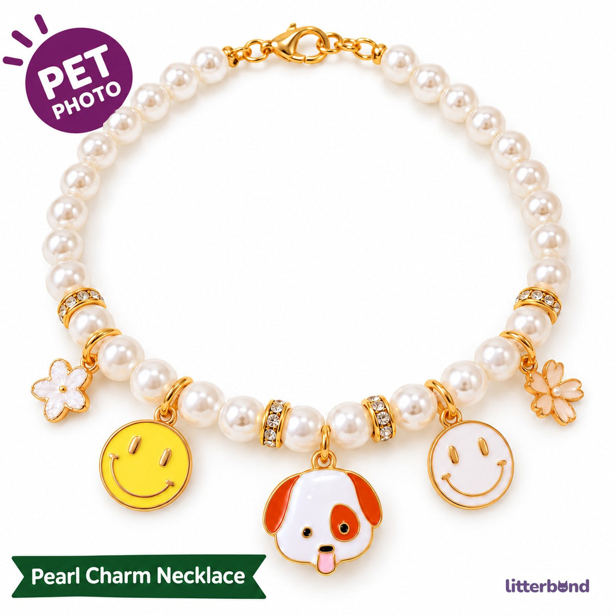 Pearl Charm Photo Collar