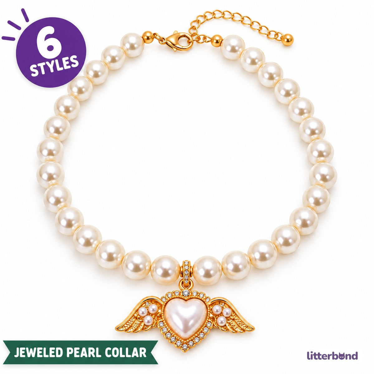 Jeweled Angel Wing Pearl Necklace