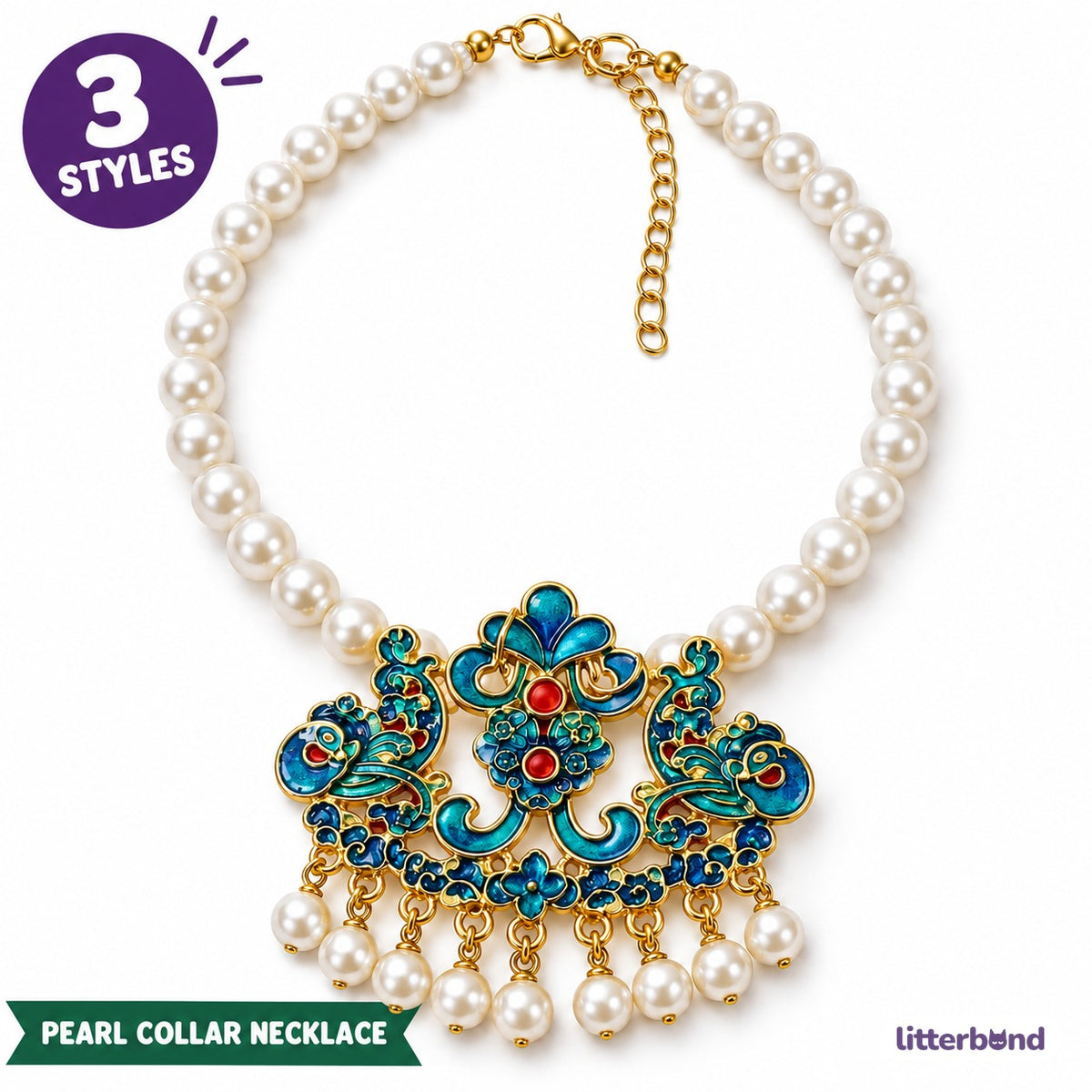 Pearl Butterfly Pendant Collar Necklace for Cat Photos