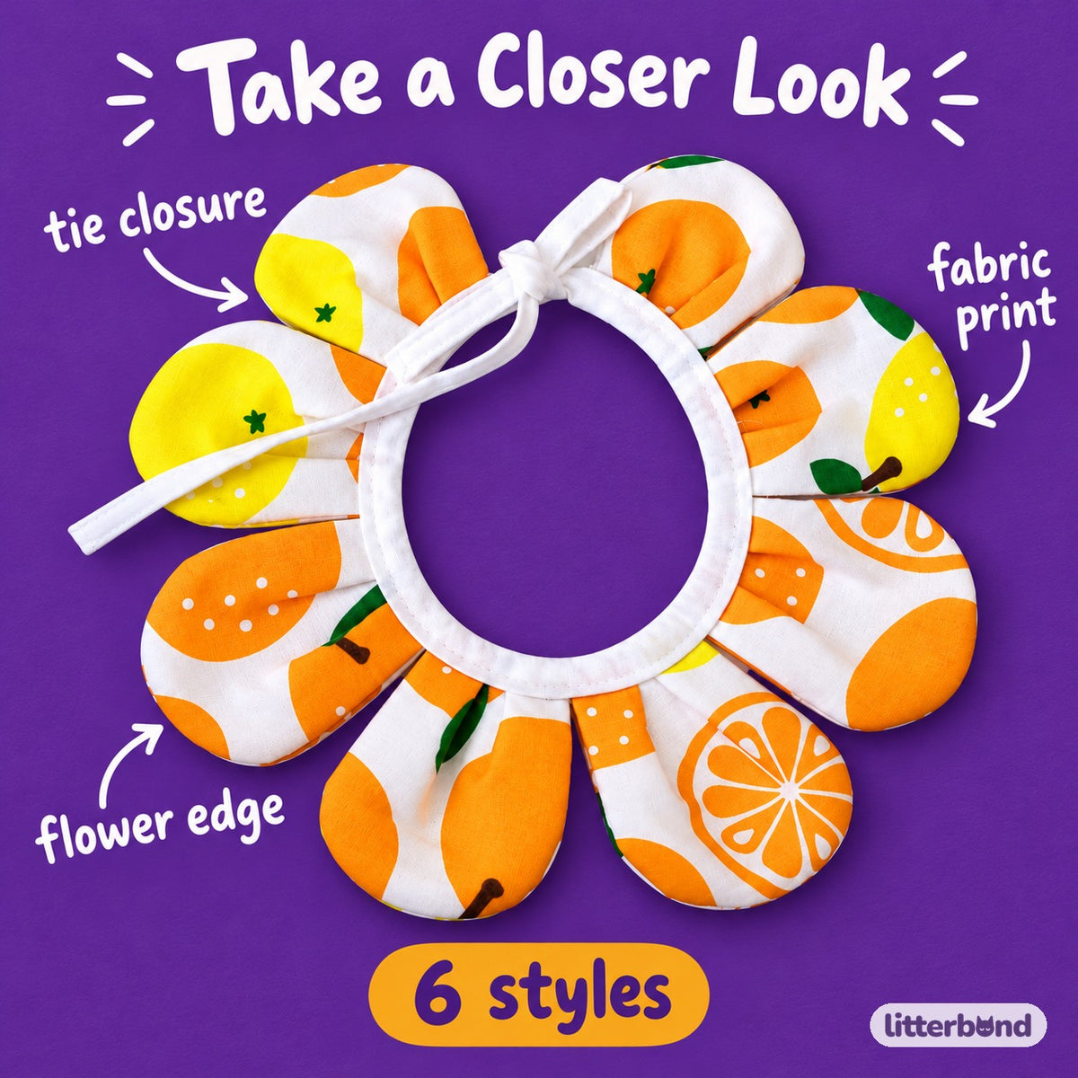 Flower Face-Frame Collar for Cat Photos - close-up details