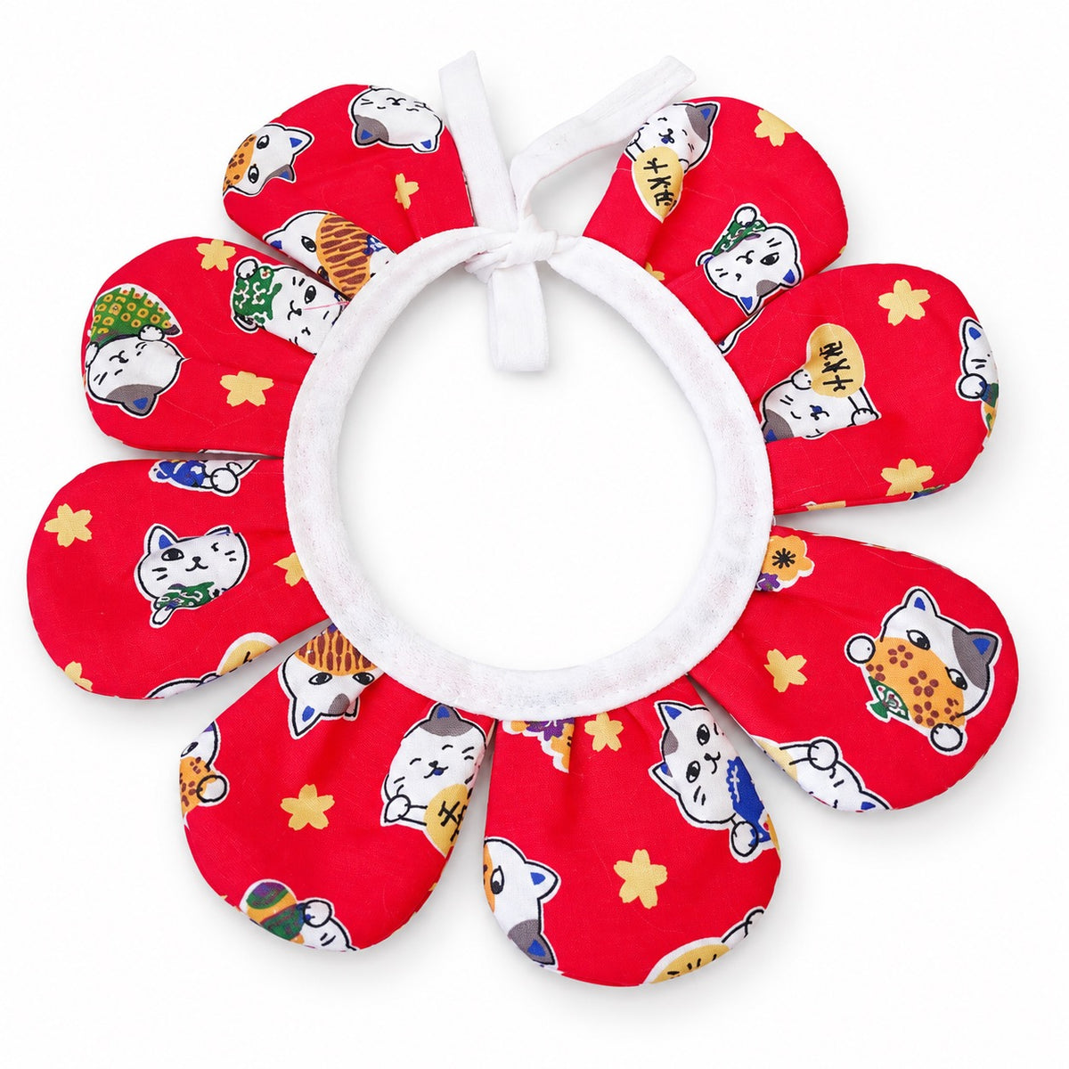 Flower Face-Frame Collar for Cat Photos - Red Cat Print
