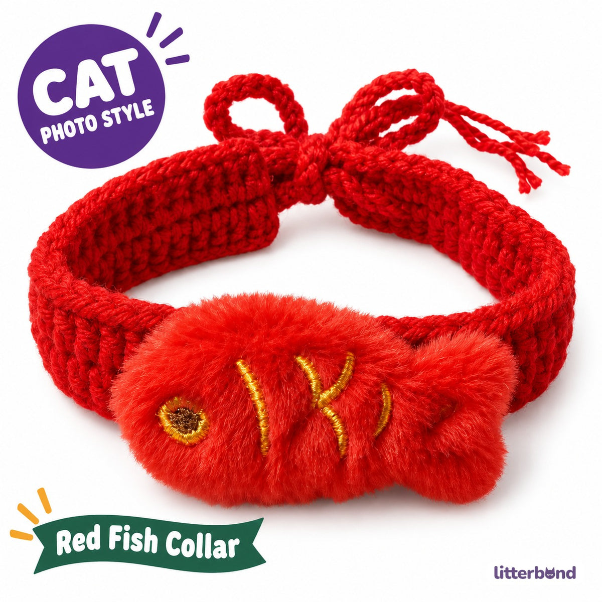 Red Fish Crochet Collar for Photos