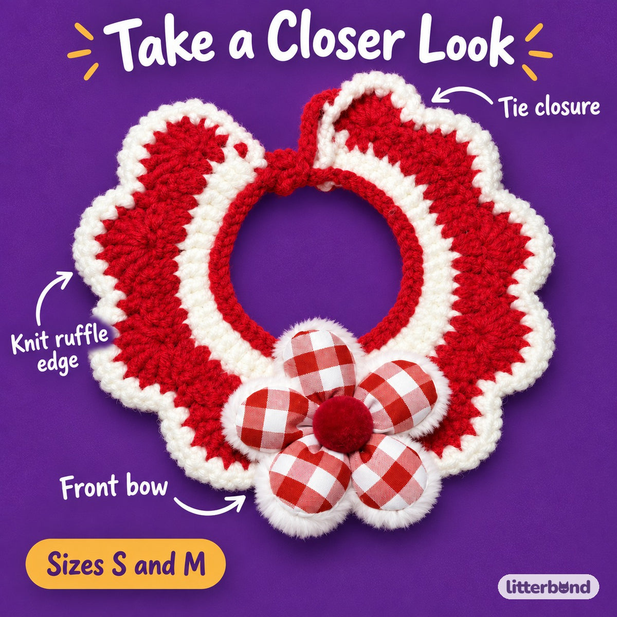 Red Knit Collar Scarves for Photos - close-up details