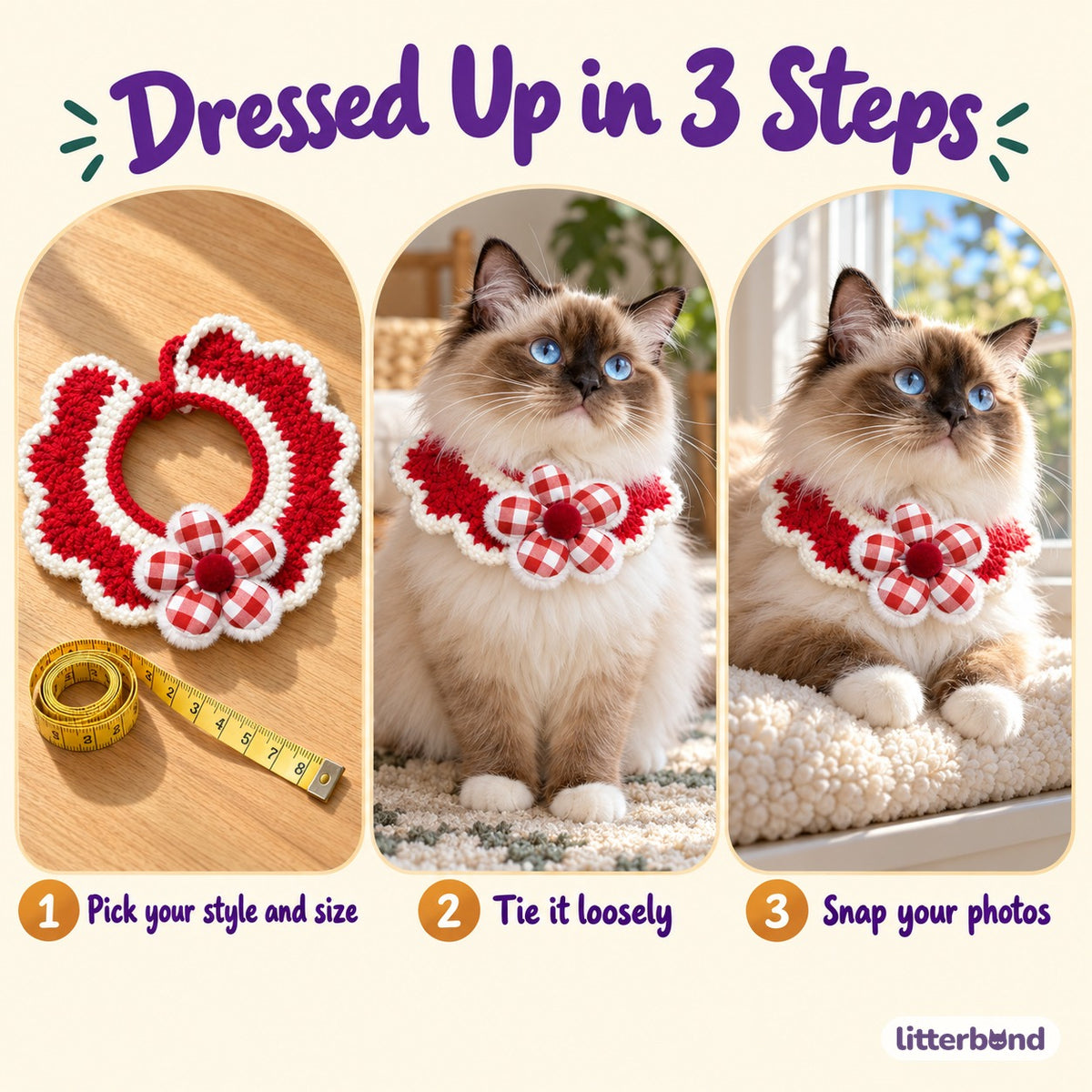 Red Knit Collar Scarves for Photos - how to put it on