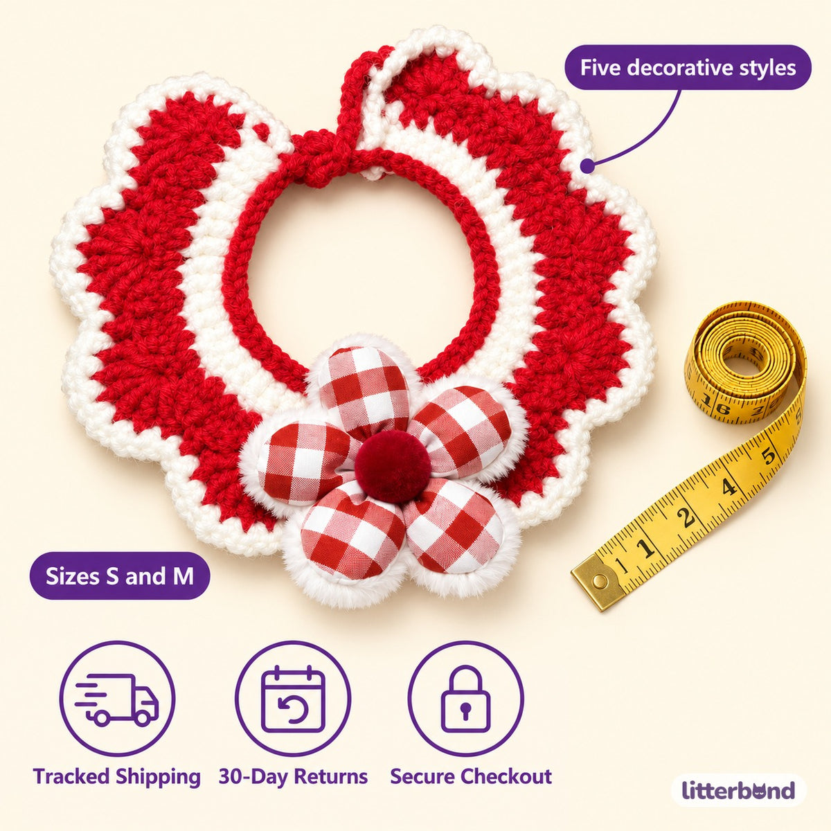 Red Knit Collar Scarves for Photos - size and details