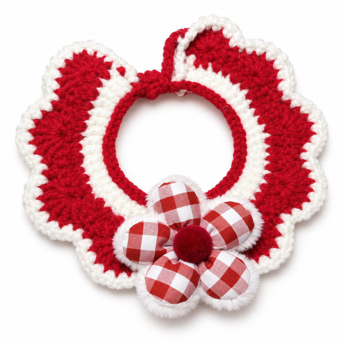 Red Knit Collar Scarves for Photos - Red Flower Bow