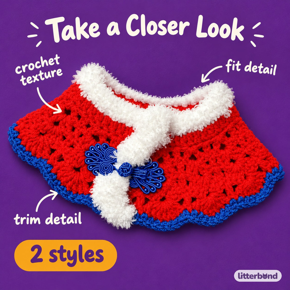 Crocheted Ruyi Neck Collar for Cat Photos - close-up details