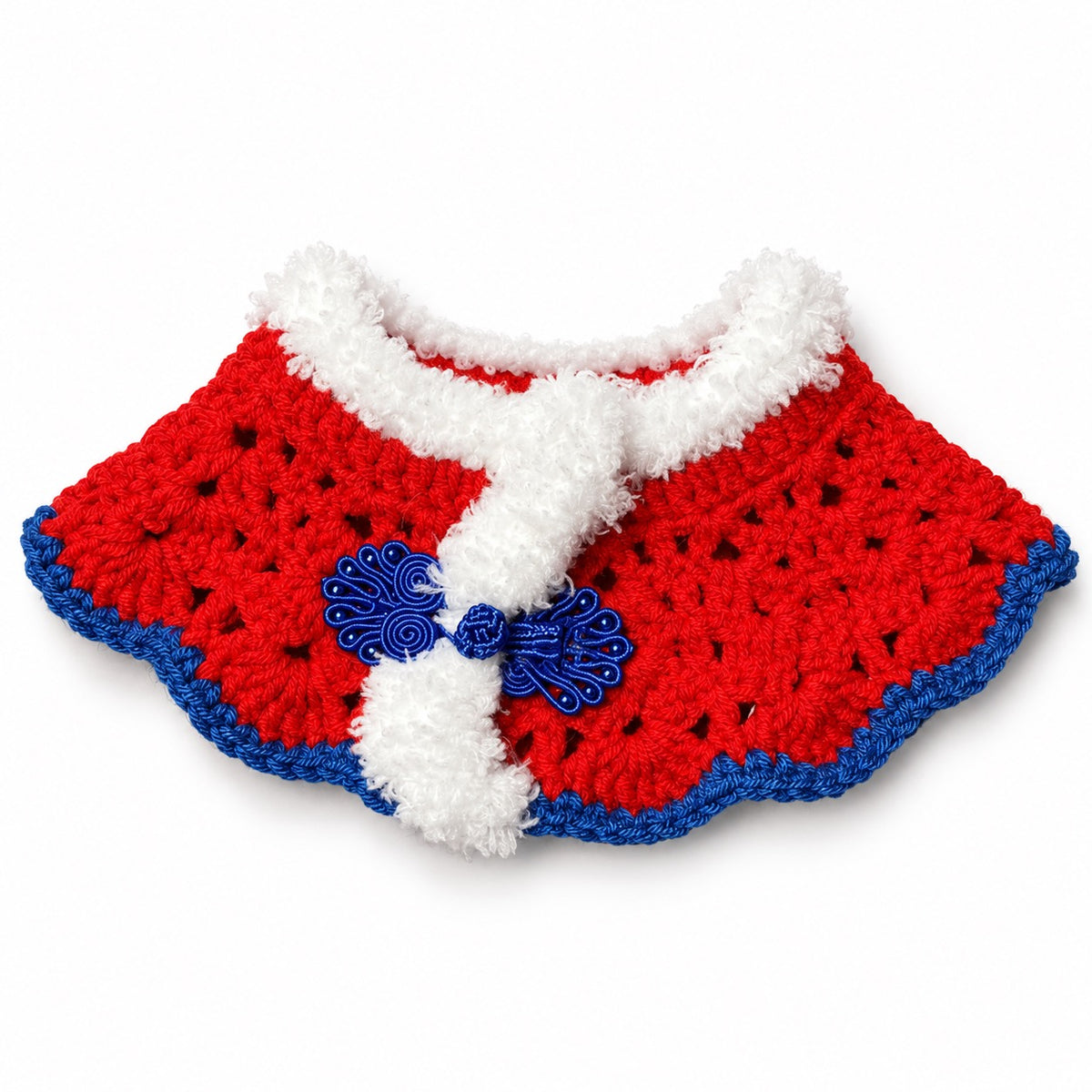 Crocheted Ruyi Neck Collar for Cat Photos - Blue-Edge Ruyi Collar