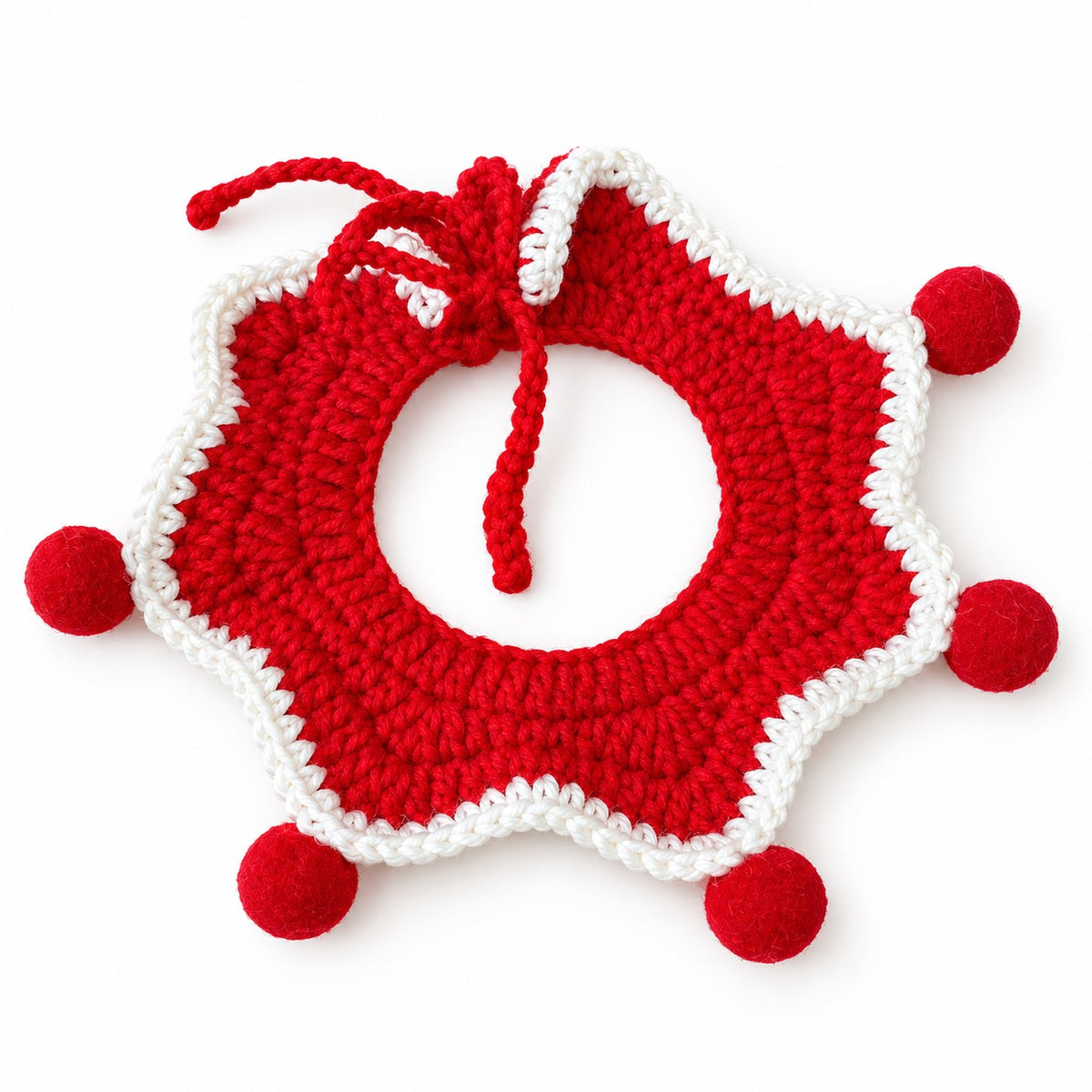 Scalloped Yarn Bow Collar - Pom-Pom Star