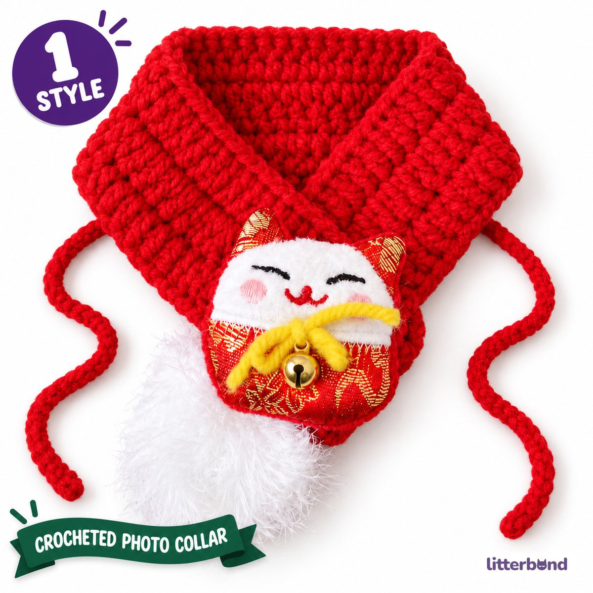 Red Knit Scarf Collar for Photos