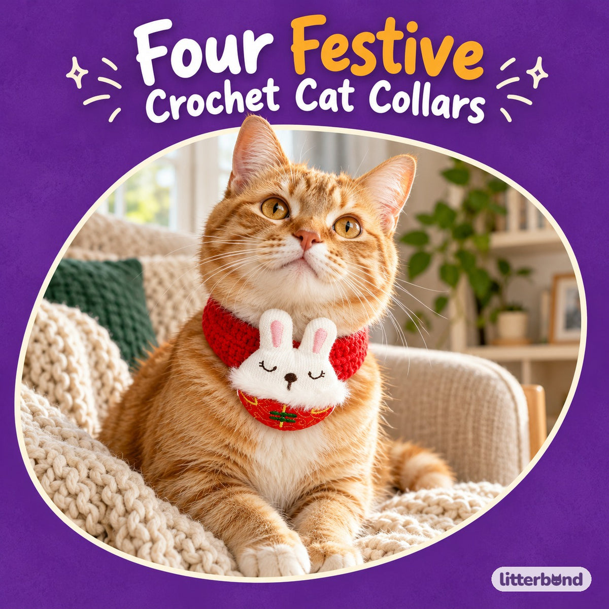 Red Applique Tie Collars on a cat