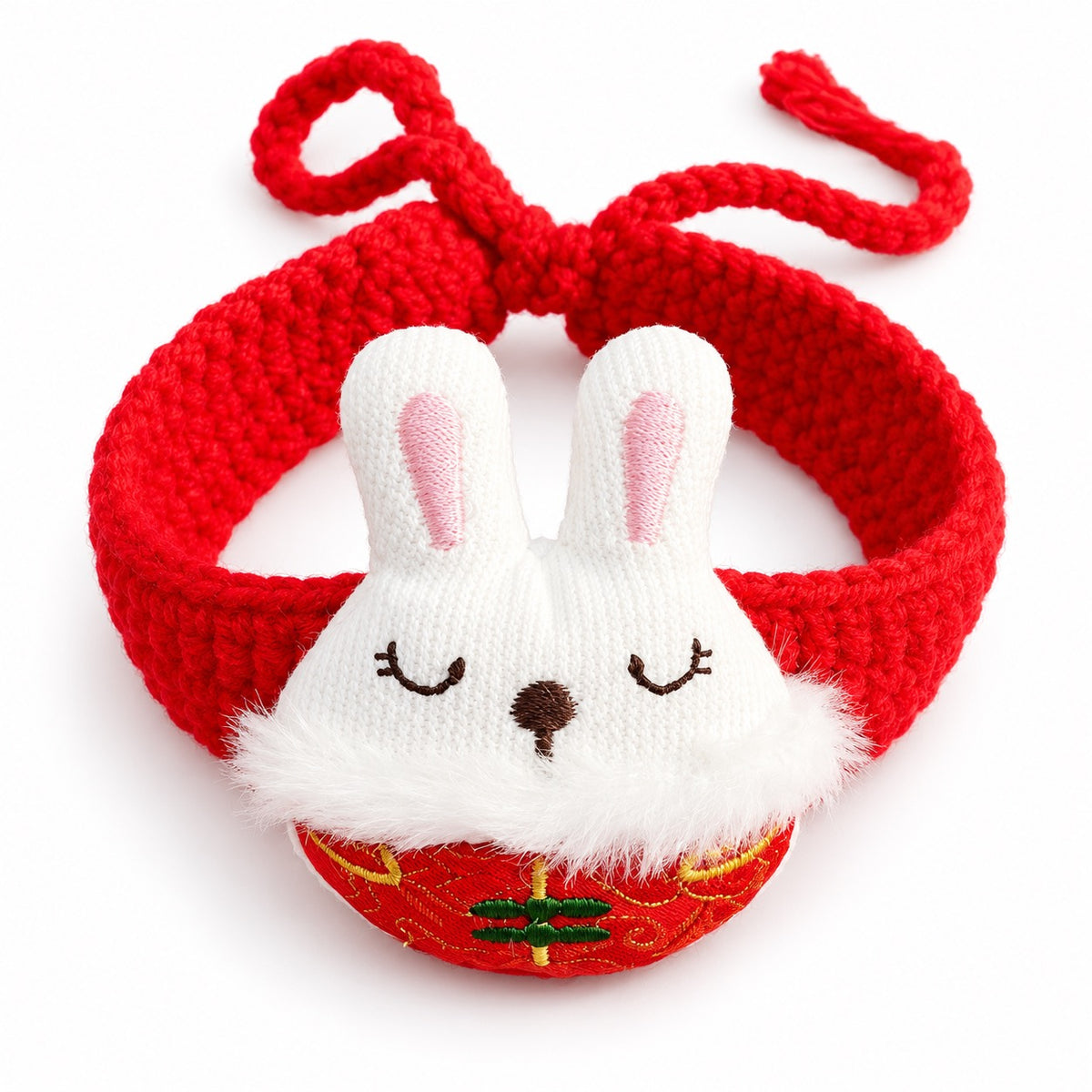 Red Applique Tie Collars - White Bunny