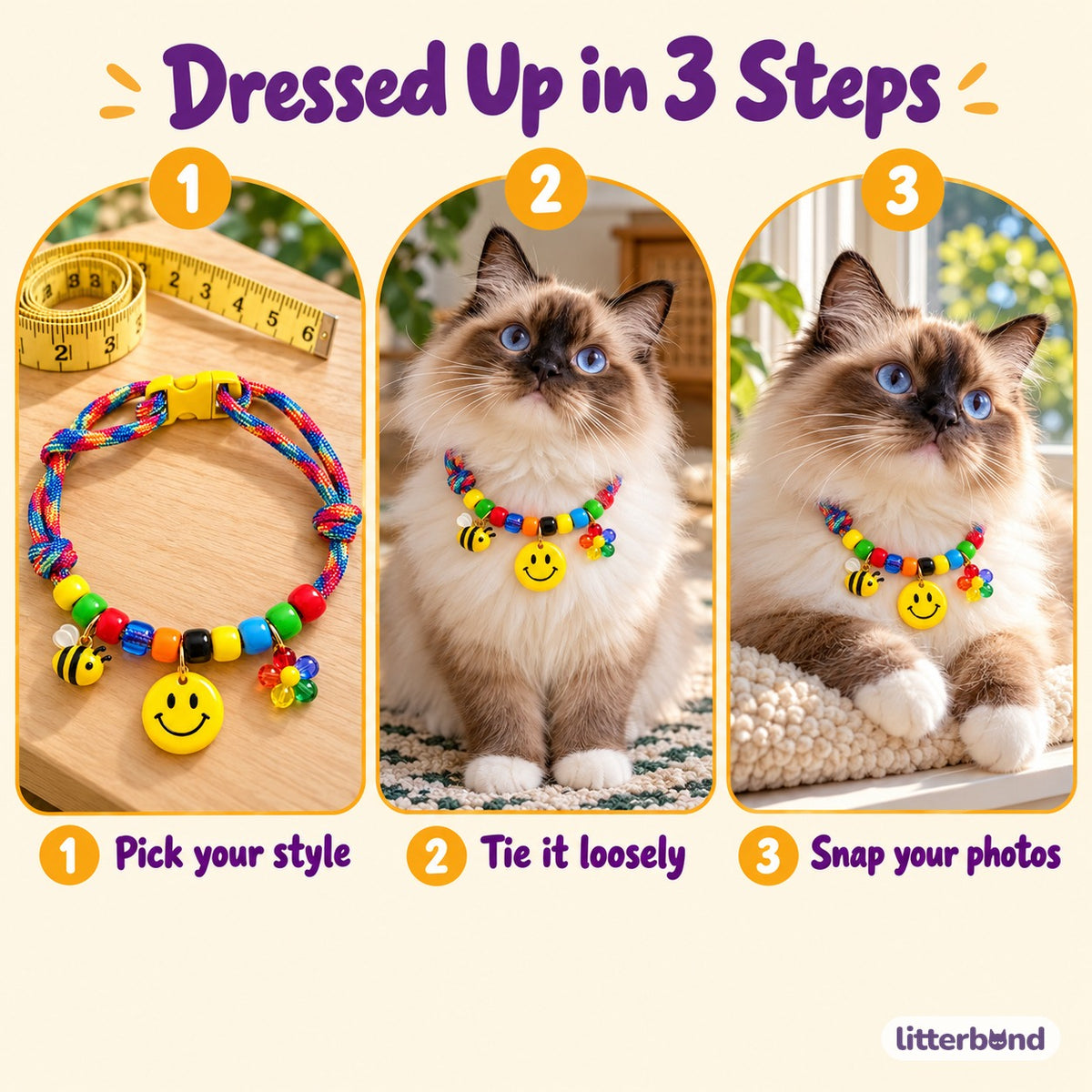 Rainbow Charm Braided Necklace - how to put it on