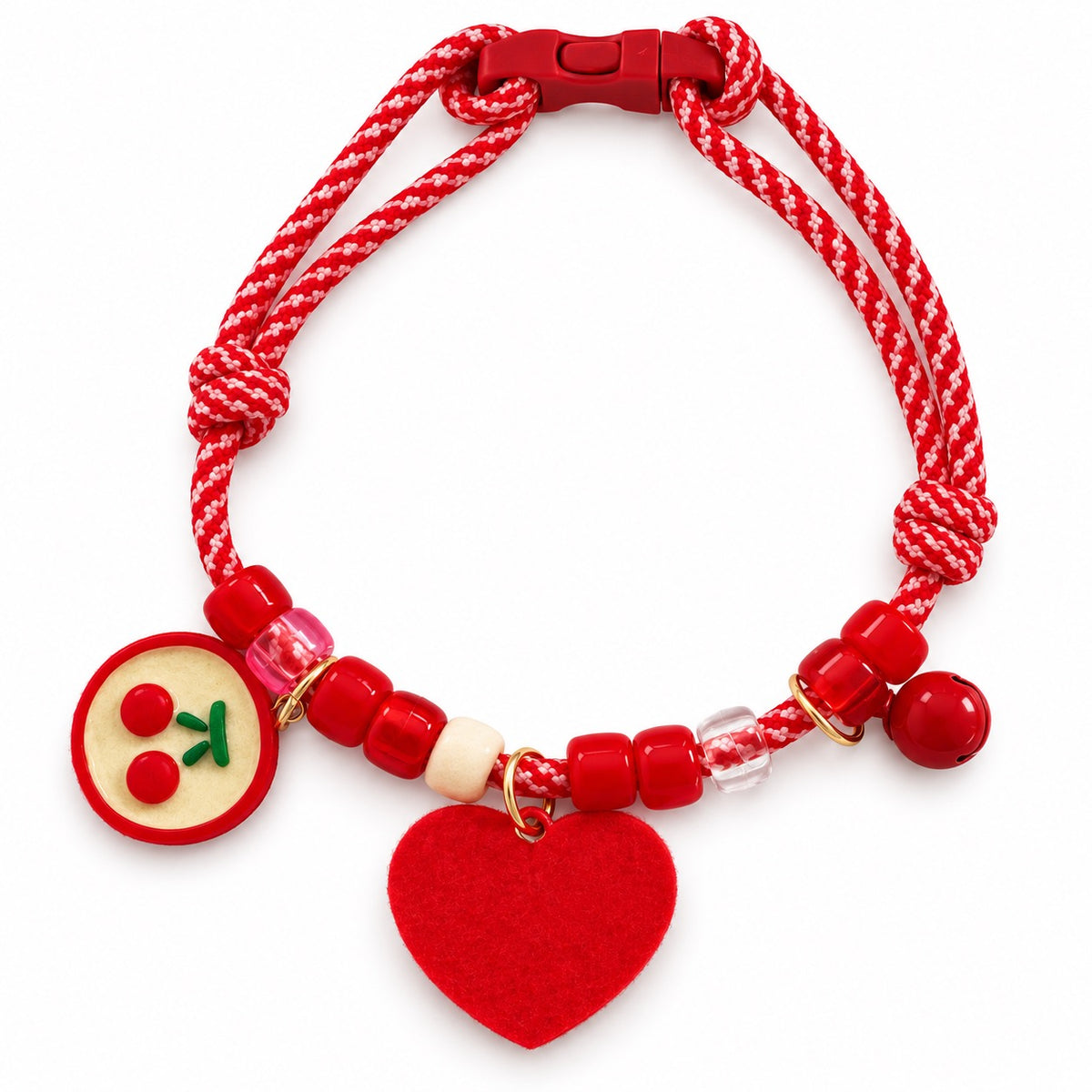 Rainbow Charm Braided Necklace - Red Love