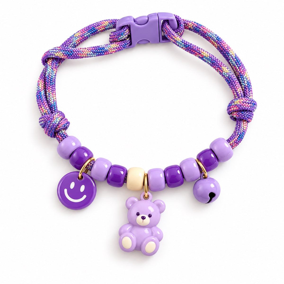 Rainbow Charm Braided Necklace - Purple Smile