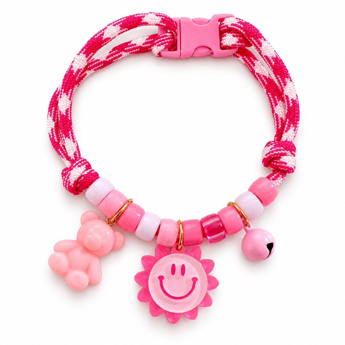 Rainbow Charm Braided Necklace - Pink Sun