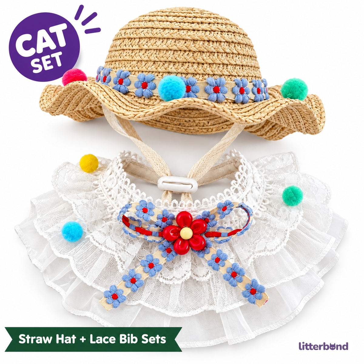 Straw Hat Bib Set Photos