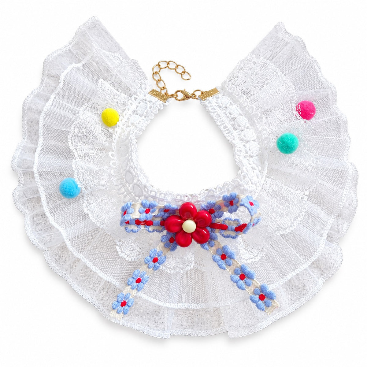 Straw Hat Bib Set Photos - Blue Lace Bib Collar