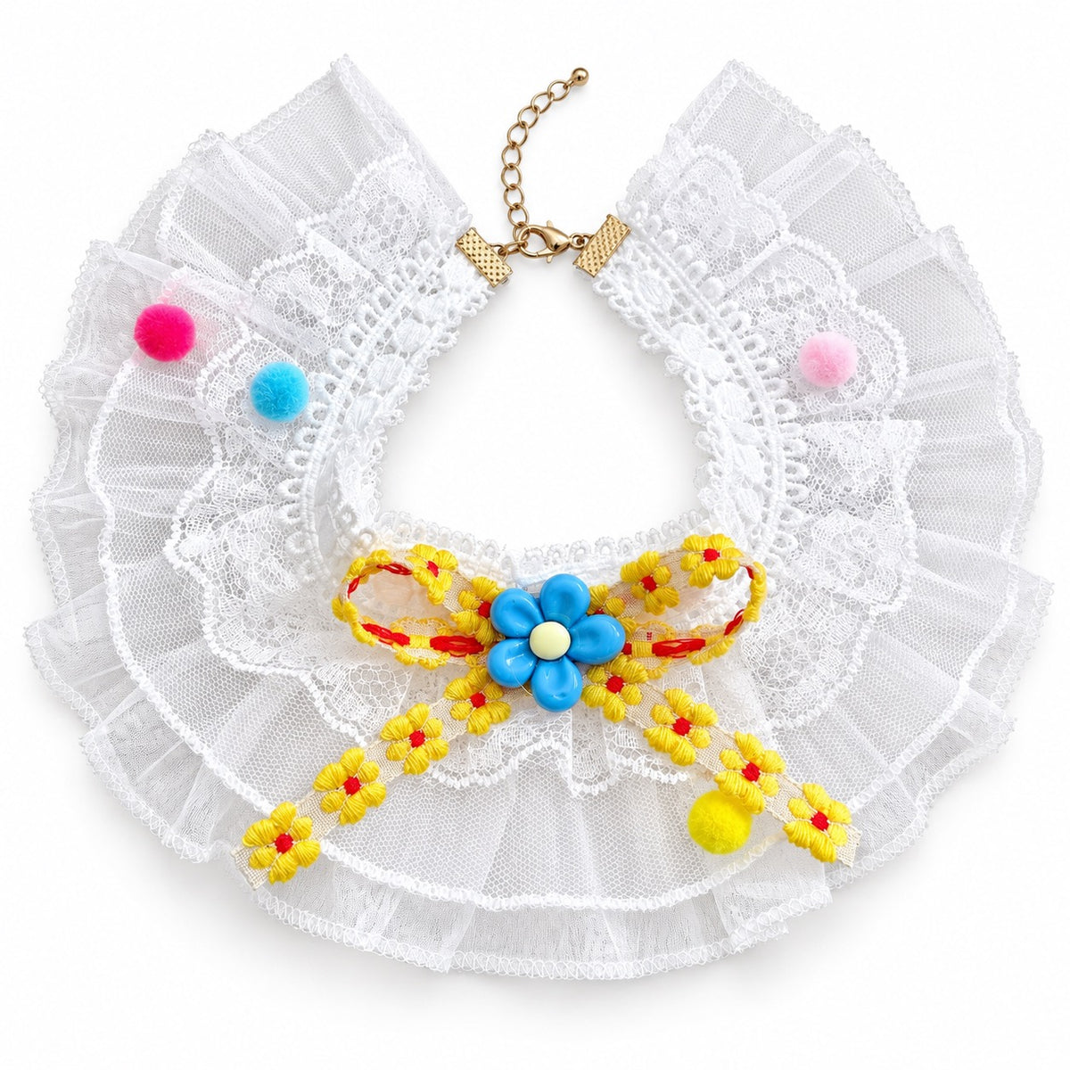 Straw Hat Bib Set Photos - Yellow Lace Bib Collar