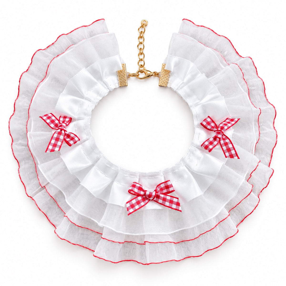 Lace Straw Hat & Bow Bib Set for Cat Photos - Red Bow Ruffle Bib
